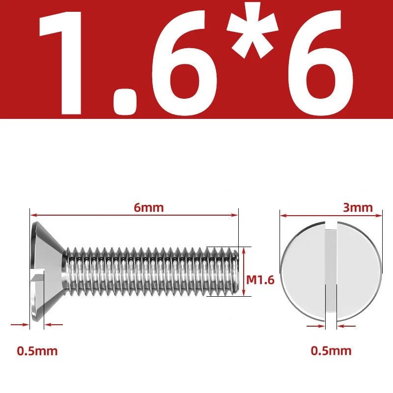 A2 Stainless Steel Slotted Countersunk Machine Screws — M1.6 to M10, Flat Head CSK Bolts - HomeDIYer