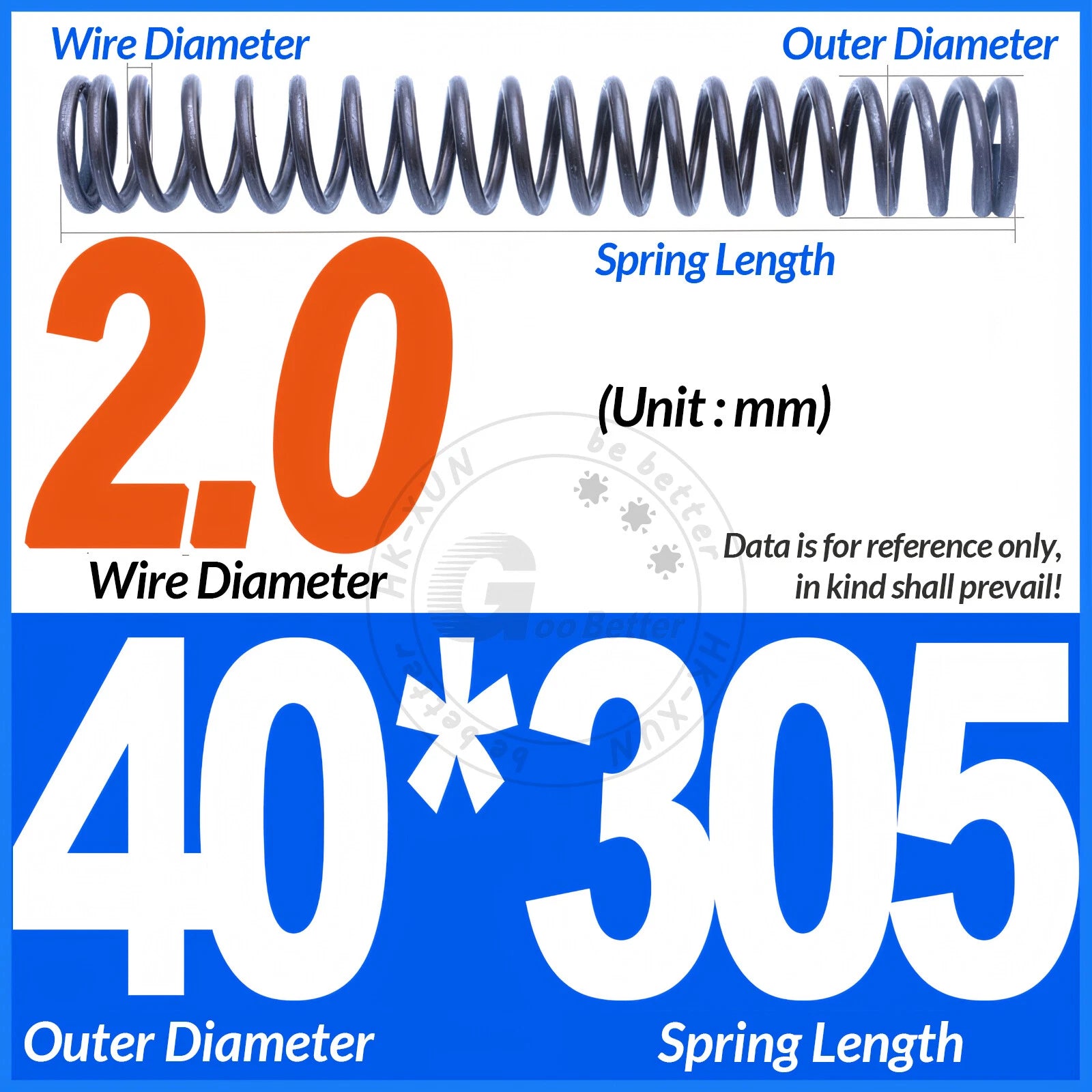 Length 305mm Compression Spring Pressure Springs OD 3-60mm Wire Dia 0.3mm-6.0mm