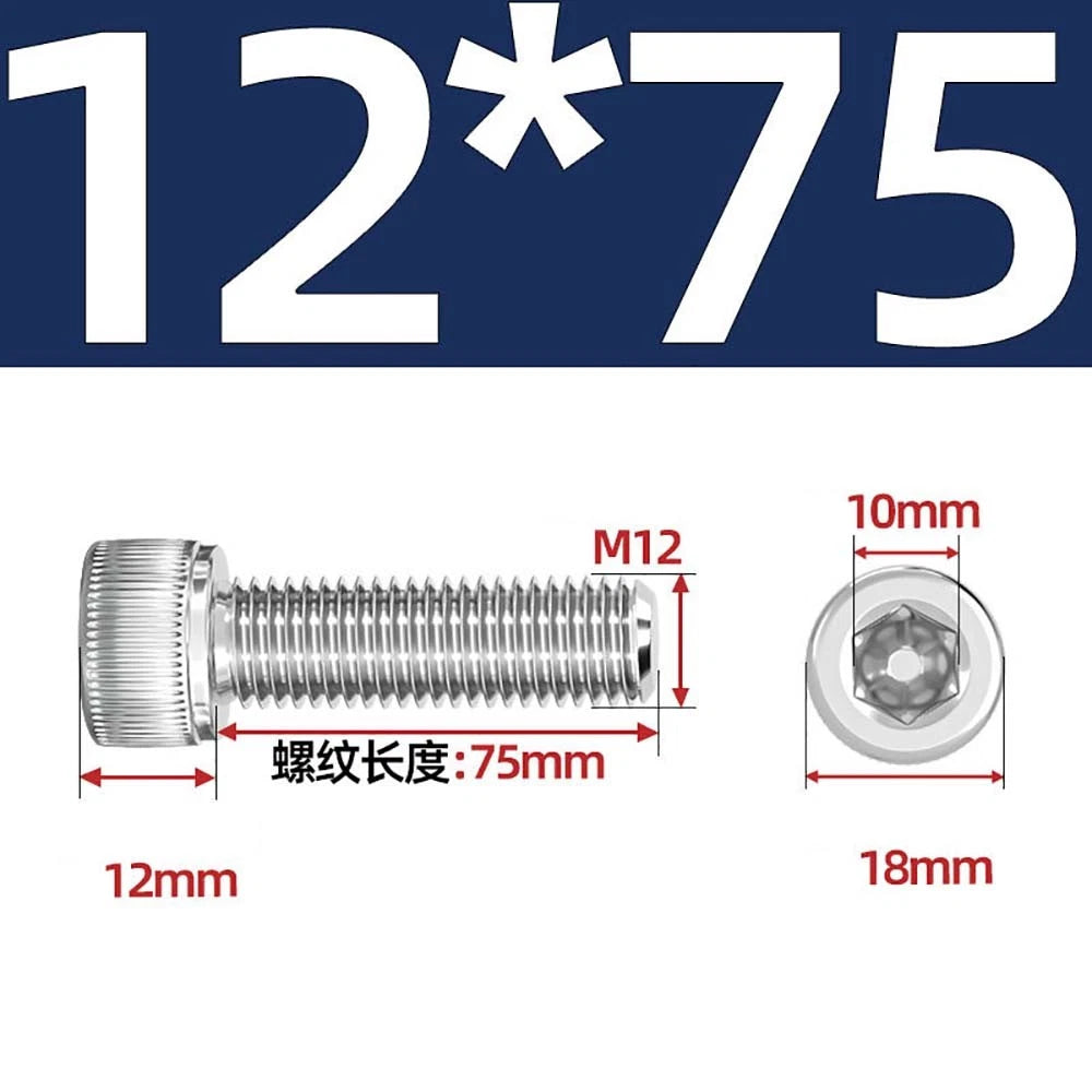 Socket Head Cap Screws – A2 Stainless Steel, M6 to M24, Hex Drive (DIN 912)