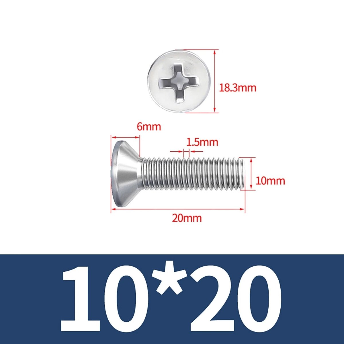 M3–M10 Phillips Countersunk Machine Screws – A2 Stainless Steel, Flat Head, Fully Threaded (3–100mm Overall Length) - HomeDIYer