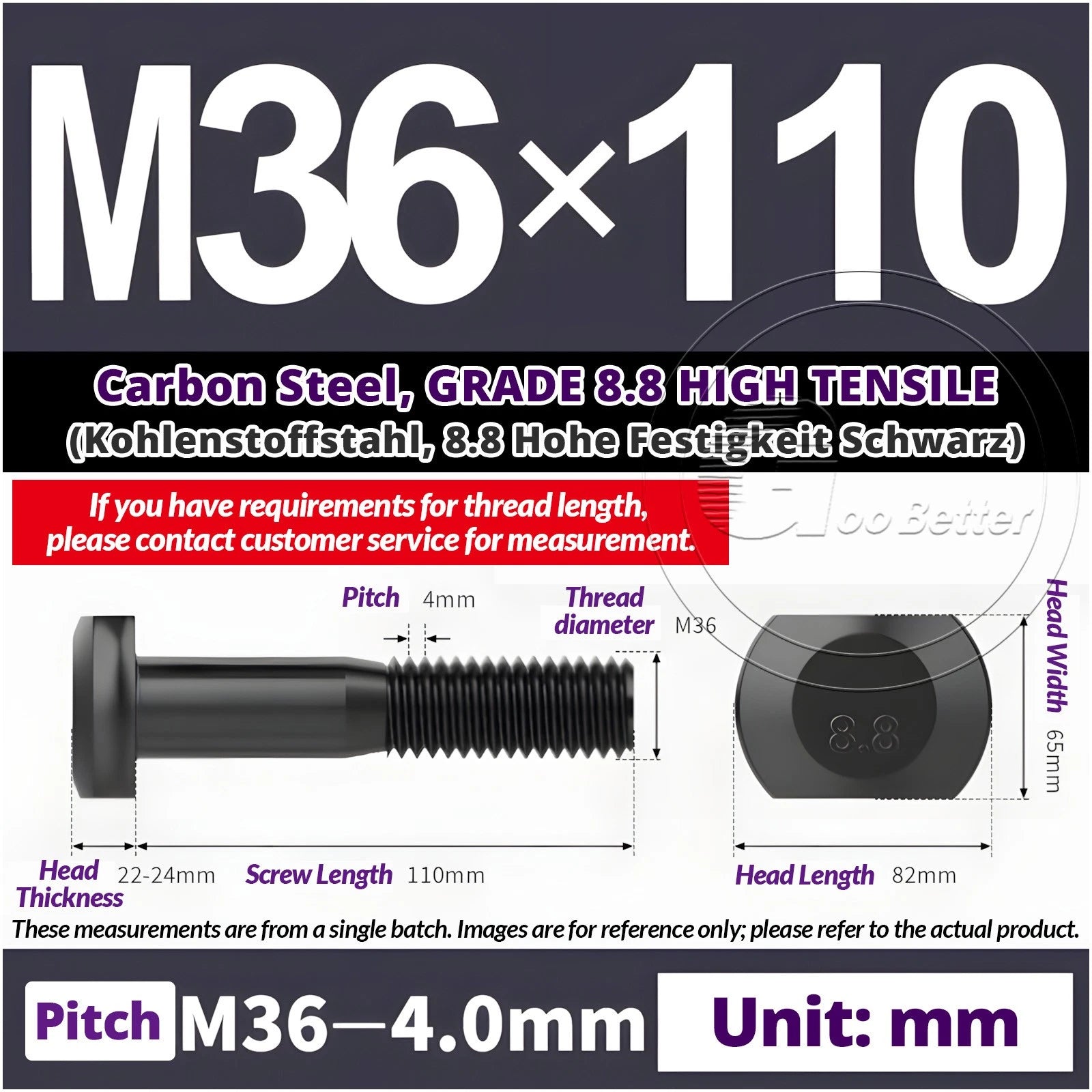 T-Slot Bolts M22 - M42 T Track Bolts 70mm to 500mm Long GRADE 8.8 HIGH TENSILE