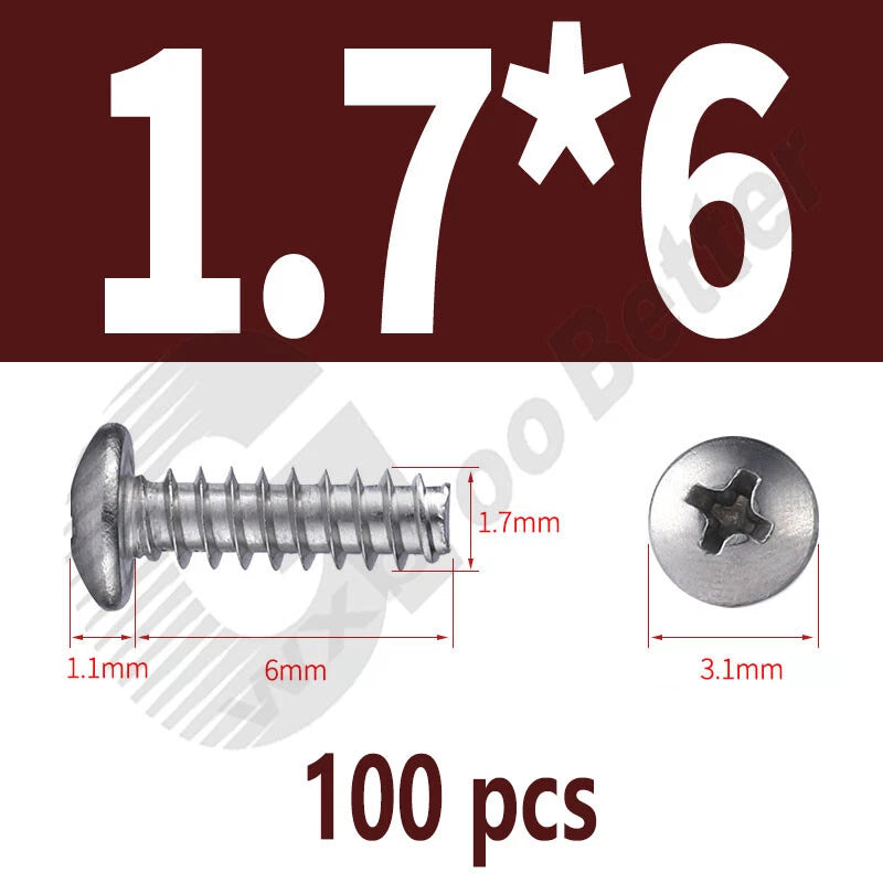 Pan Head Sheet Metal Screws Metric M1~M6 A2 Stainless Steel Sheet Metal Screws