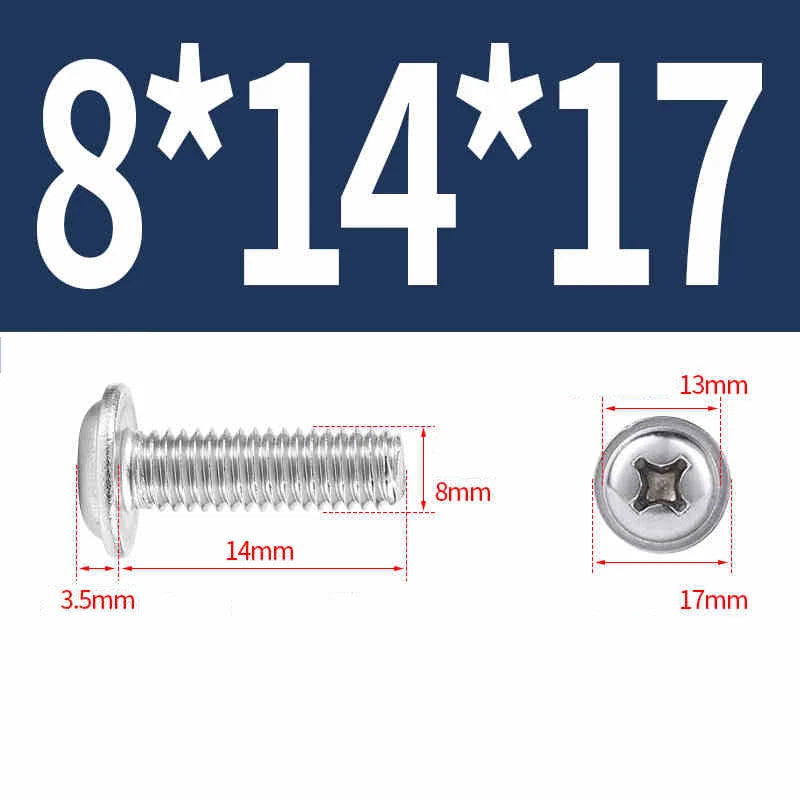 Phillips Flanged Pan Head Machine Screws – 304 / 316 Stainless Steel, Built‑in Washer (3–60mm Lengths)