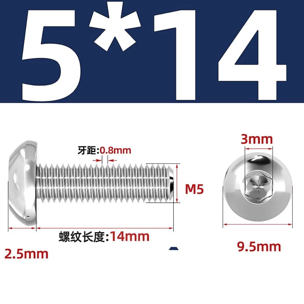 M1.6–M5 A2 Stainless Steel Button Head Socket Cap Screws – Round Pan Head, Hex Drive, Fully Threaded
