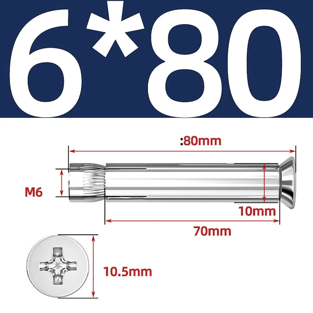 Sleeve Anchor Countersunk Phillips Expansion Bolts M6–M12 | 304/201 SS & Zinc