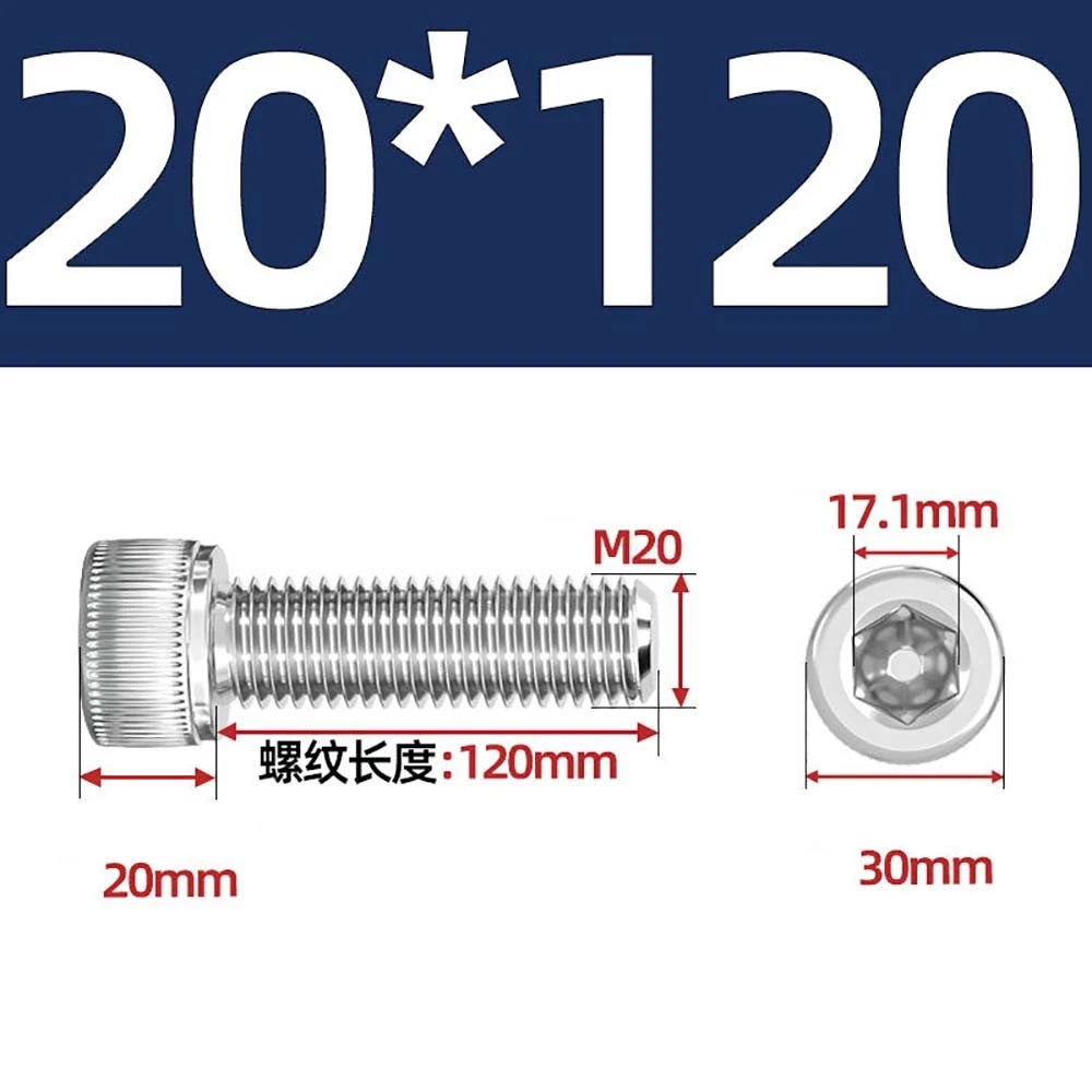 Socket Head Cap Screws – A2 Stainless Steel, M6 to M24, Hex Drive (DIN 912)