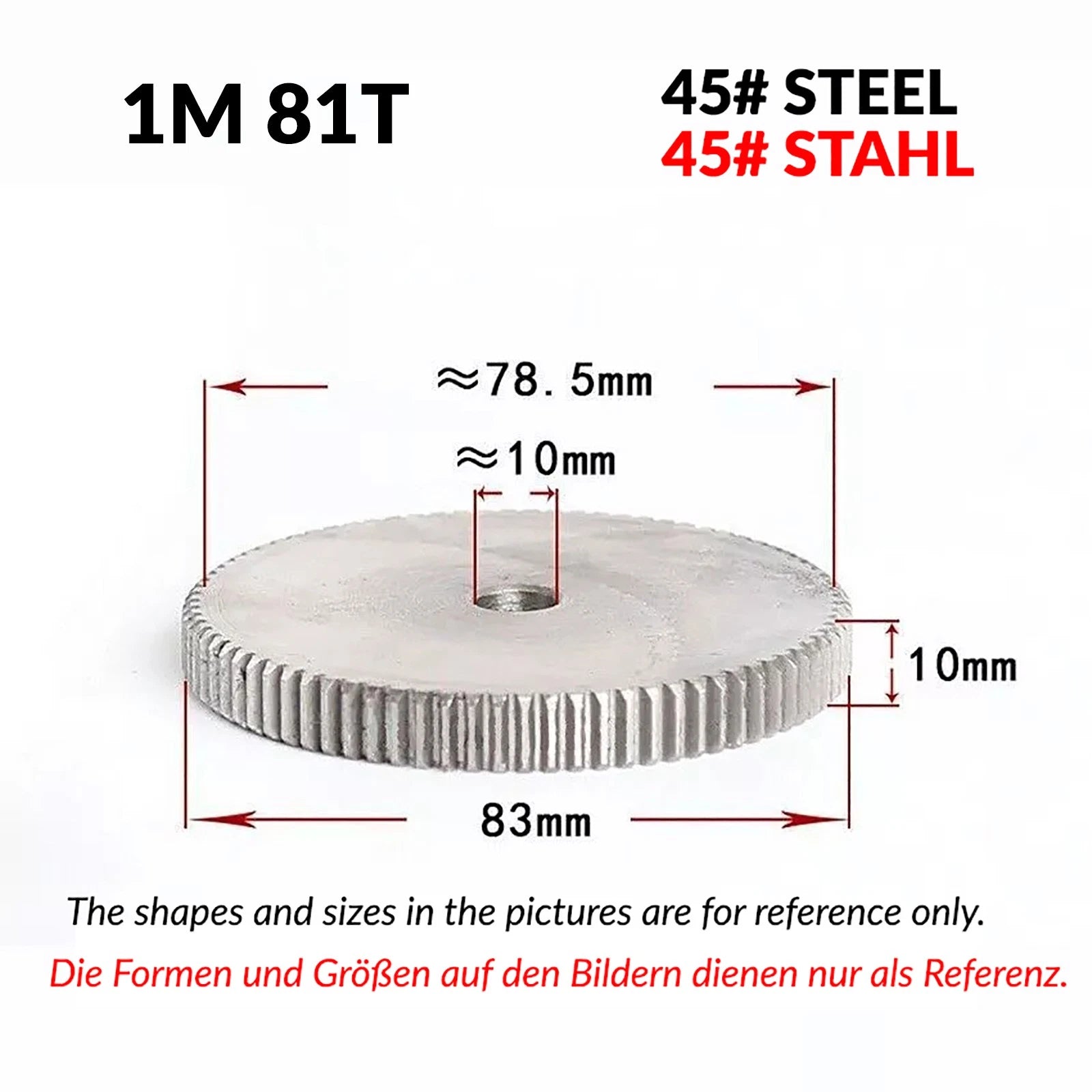 1/1.5/2 Mod 12T-150T Spur Gear 45# Steel Pinion Gear Thickn10-20mm Transmission