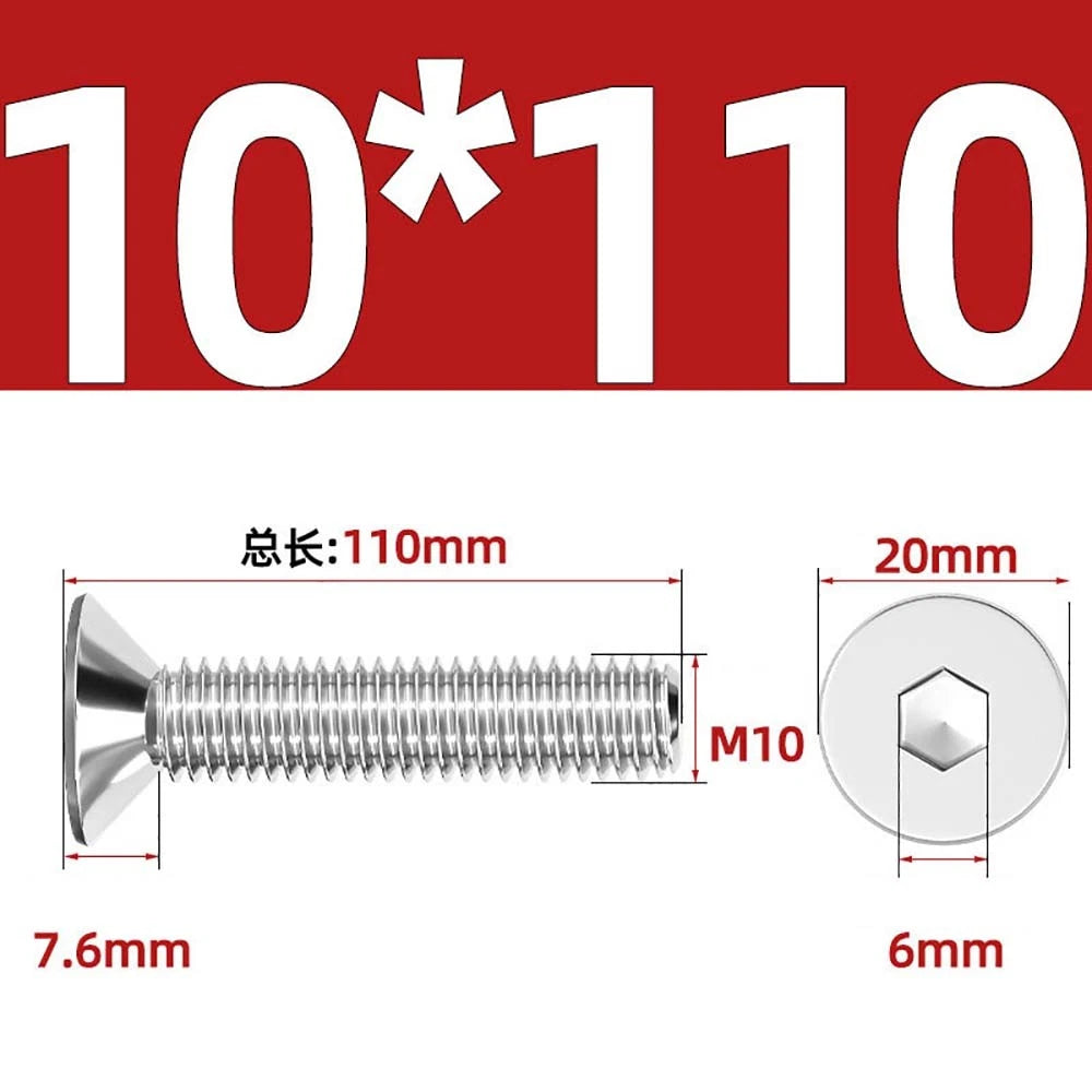 Countersunk Hex Socket Screws – A2 Stainless Steel, M2 to M16, DIN 7991, Fully Threaded