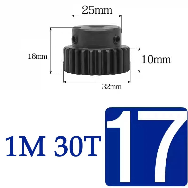 Spur Gears 1 Mod Transmission Gear With Step 45# Steel Pinion Motor Gear 30T~44T
