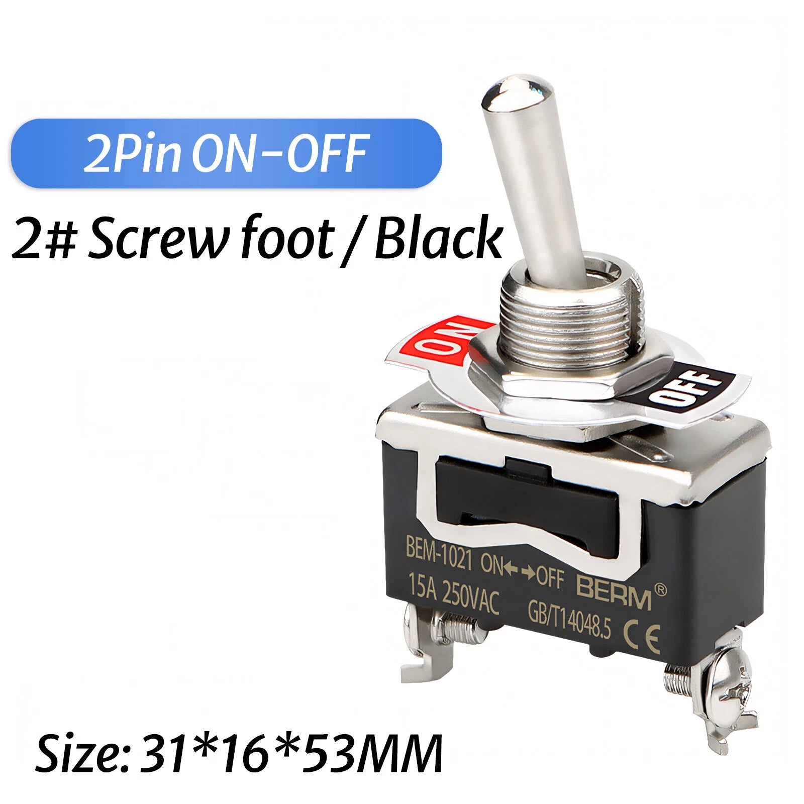 Waterproof Heavy Duty Toggle Switch ON-OFF / ON-OFF-ON | 2–6 Pin | 15A 250V