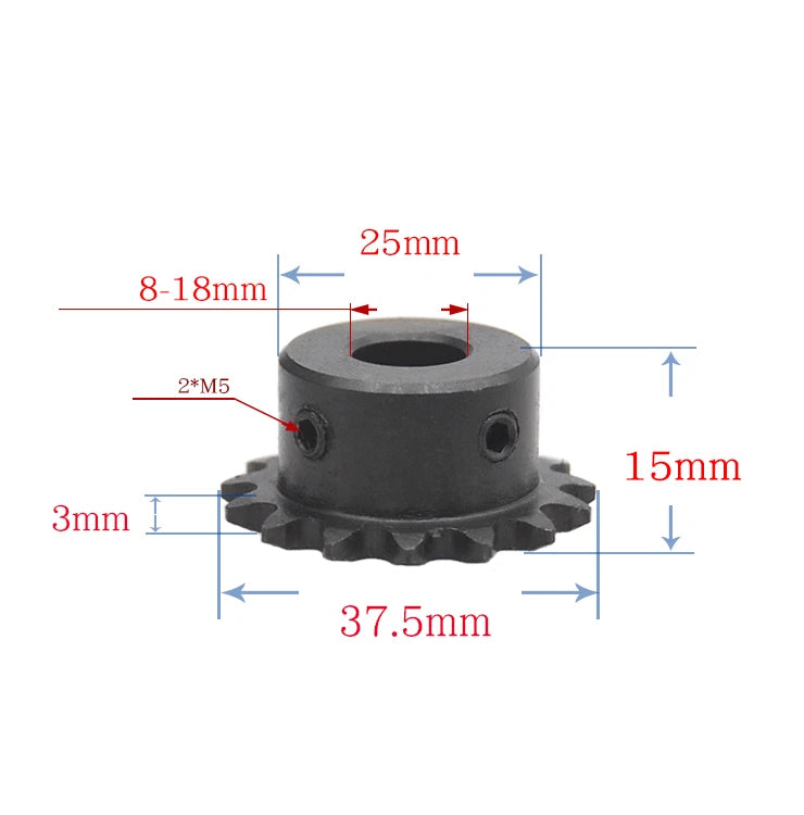 1/4"(6.35mm) Pitch 04C Roller Chain Sprockets 9T-24T Sprocket Wheel Bore 5-20mm