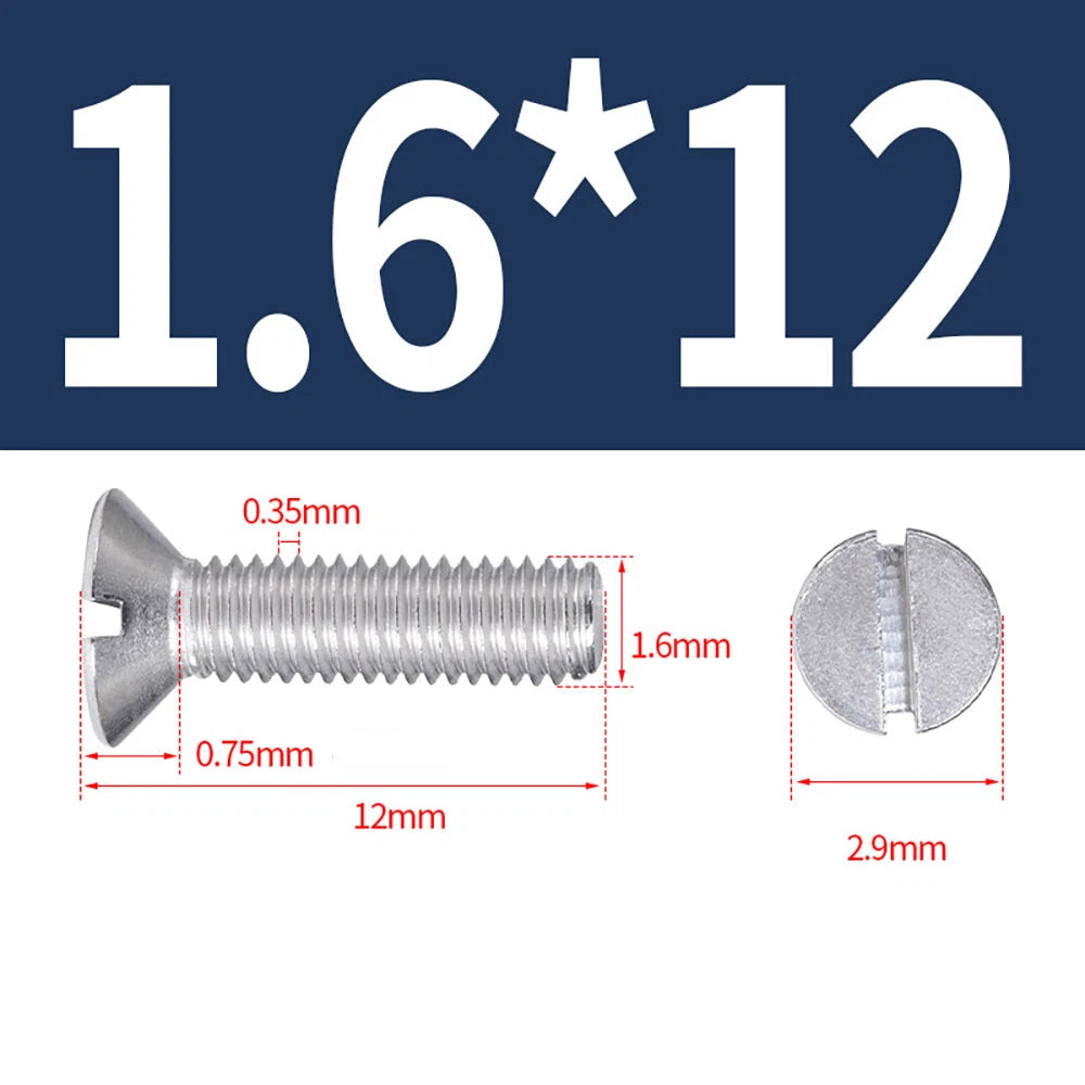 M1.6–M8 A2 Stainless Steel Flat Head Slotted Machine Screws | Countersunk Bolts