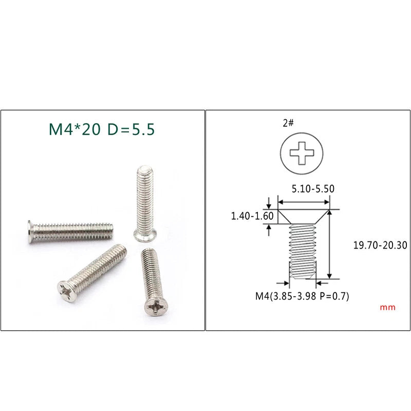 M4 M5 M6 Phillips Countersunk Screws – Zinc Plated Carbon Steel, 6–24mm Lengths (Bulk Pack)