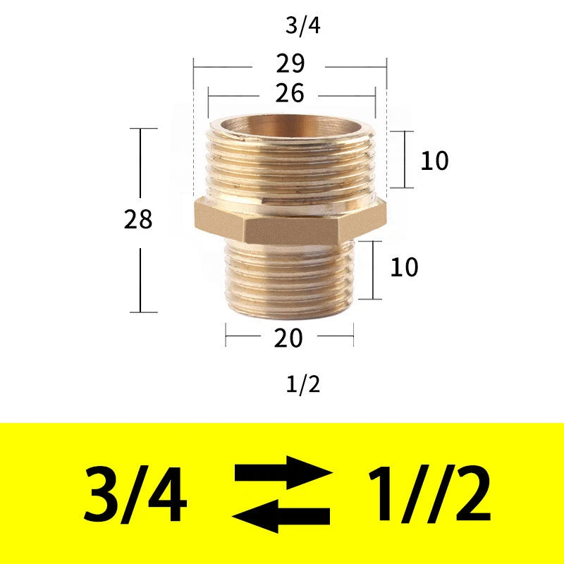 Male to Male Brass Nipple Adapter — Equal & Reducer Sizes 1/8" to 1"