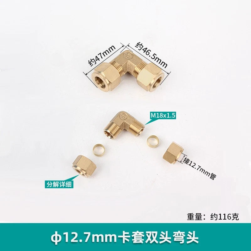 Brass Compression 90° Elbow Fitting — Double Ferrule Connector for Copper Tube