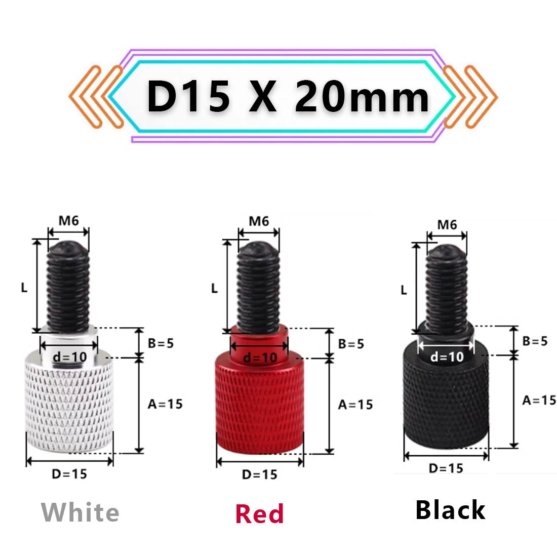 M6 Aluminum + Carbon Steel Knurled Thumb Screws Hand Grip Knob Bolts Thumbscrew