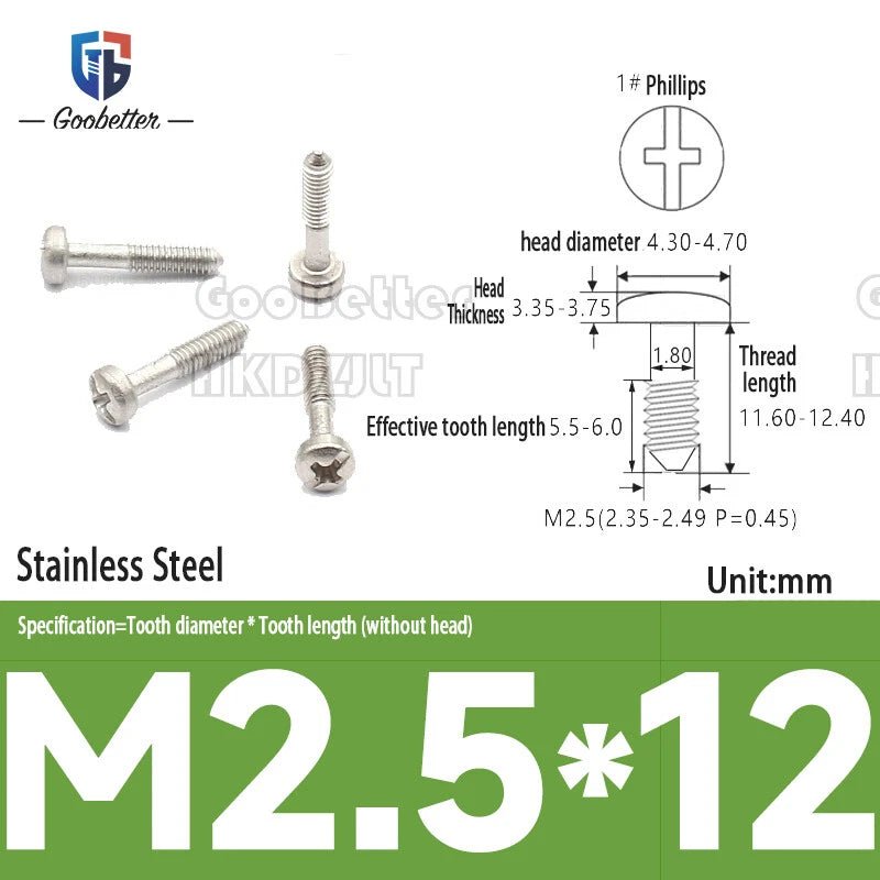 Round Head Machine Screws M2 M2.5 M2.6 | Carbon Steel & Stainless | 100–500 PCS - HomeDIYer
