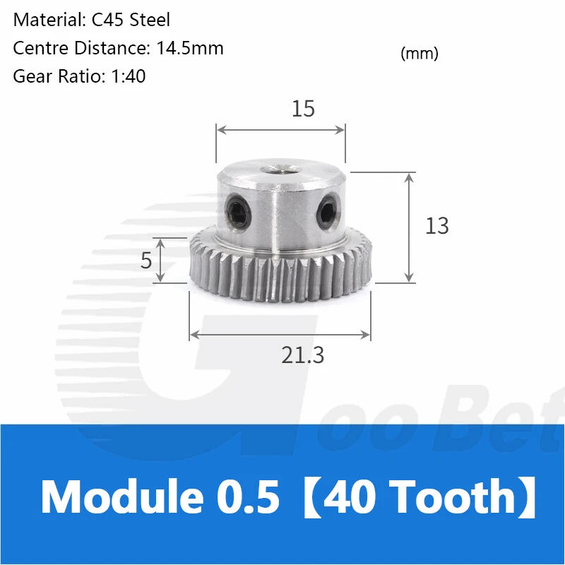 Module 0.5 Metal Worm Shaft Worm Gear Wheel C45 Steel 20/25/30/35/40/50/60 Tooth