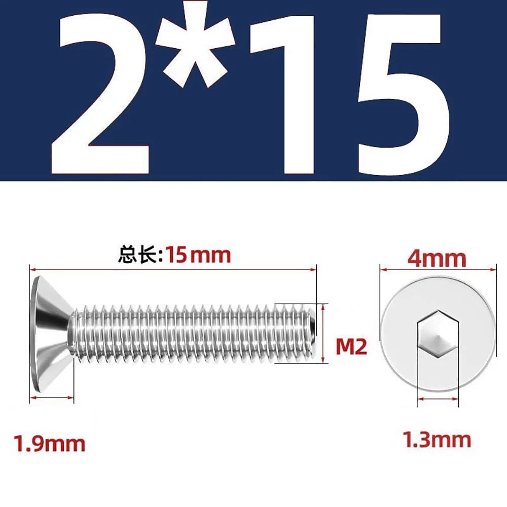 Countersunk Hex Socket Screws – A2 Stainless Steel, M2 to M16, DIN 7991, Fully Threaded
