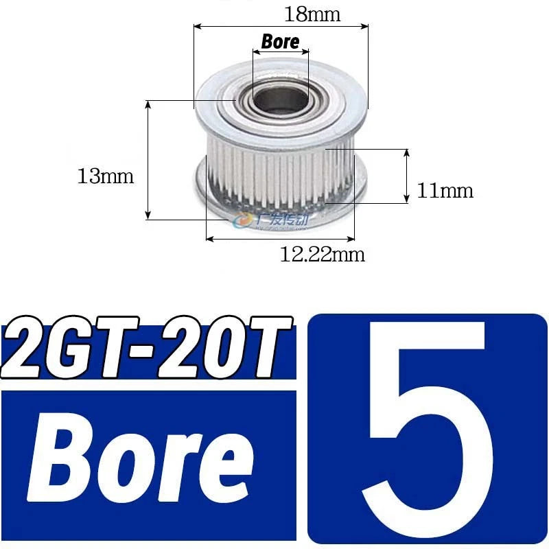 GT2 Timing Belt Pulley 16-100 Teeth 6-10mm Teeth Width Bore 3mm-25mm For 3D