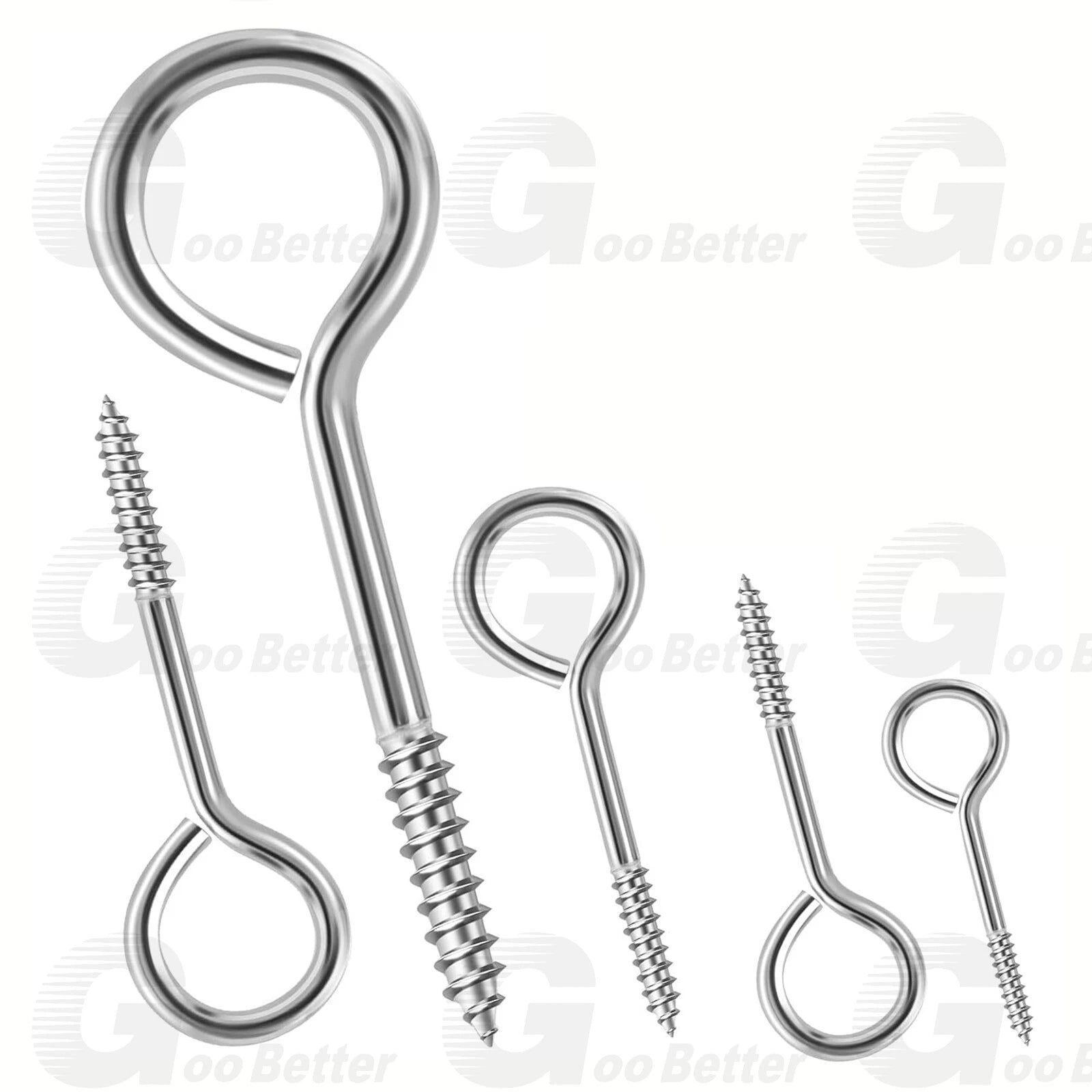 120Pcs Screw Eyes Nickel Plated Metal Eye Shape Screw Self Tapping Screws #2~#14