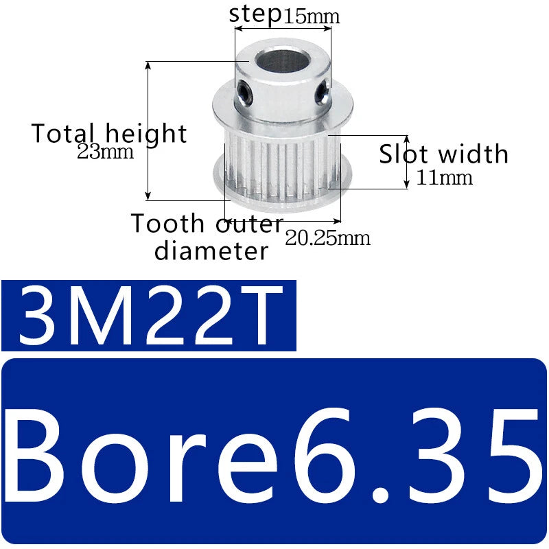 3M 20T~120T Synchronous Wheel Timing Belt Pulley With Step For 10 mm Width Belt