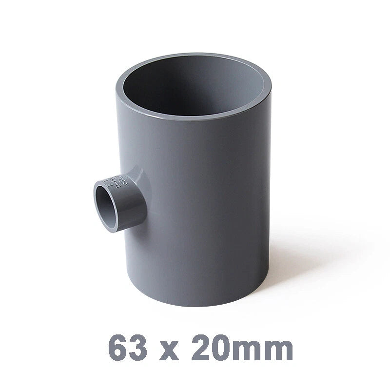 PVC Reducing Tee Pipe & Fittings Solvent Weld Pressure Adapter Connector Grey