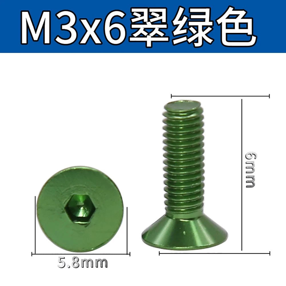 M3 Countersunk Hex Socket Aluminum Anodized Machine Screws — 10 Colors, 5–50 Pcs