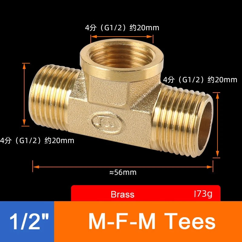 Brass Threaded Pipe Fittings 1/2" & 3/4" — Tee, Elbow, Joint, Cross, Cap & More