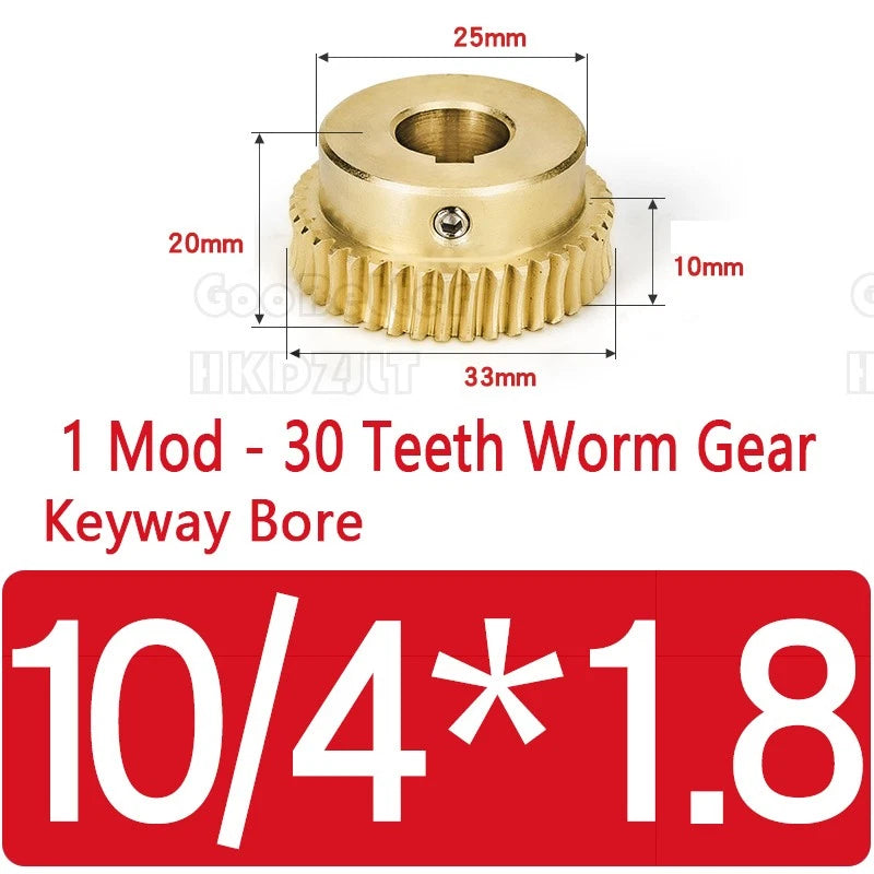 Module 1 Brass Worm Gear Wheel 30 Tooth 45# Steel Rod Worm Gear Shaft Precision