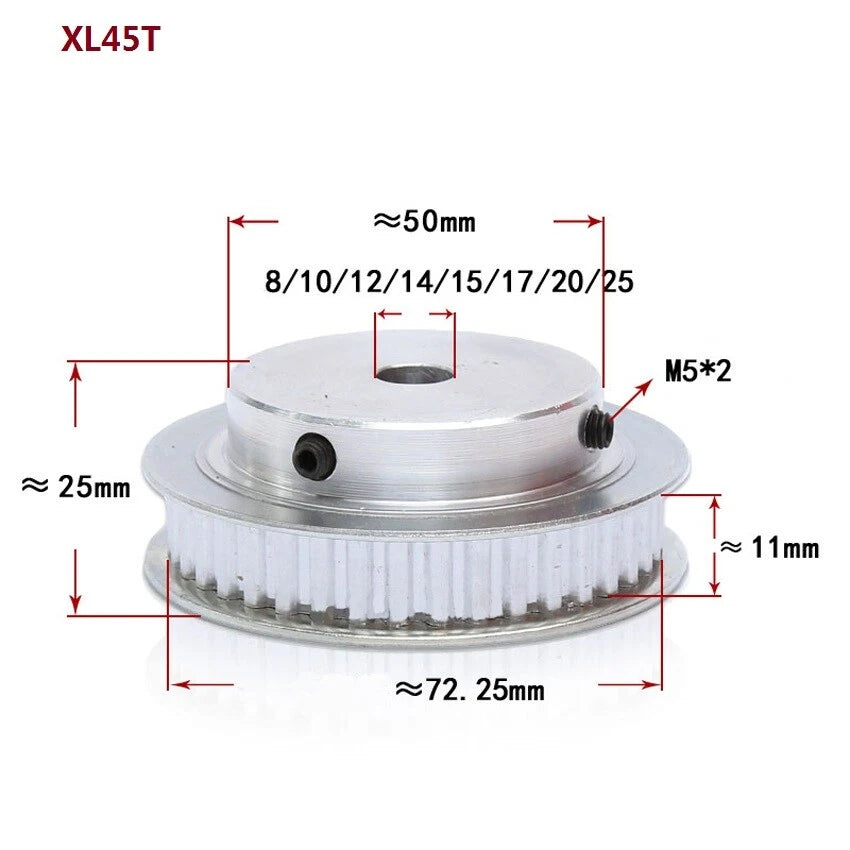XL10-100T Timing Belt Pulley Pitch 5.08mm Synchronous Wheel Tooth Width 11mm