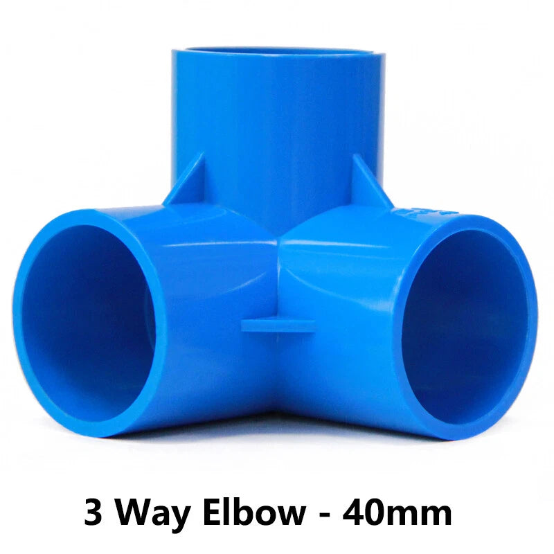 PVC 3 4 5 6-Way Elbow Connector Coupling Pipe Fittings Dia 20 25 32 40 50mm Blue