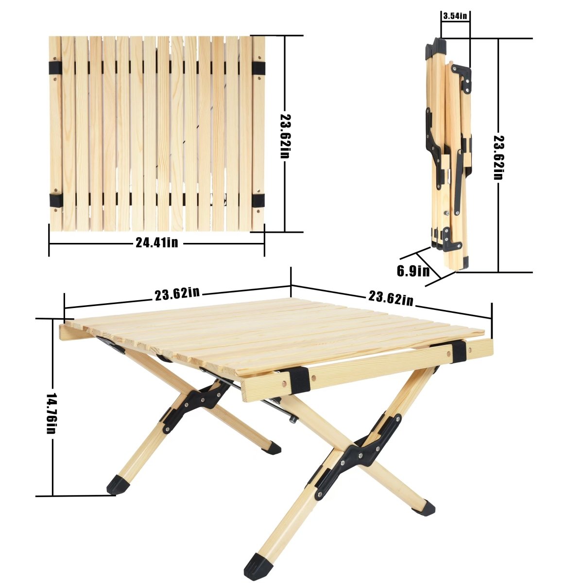 Portable Foldable Outdoor Picnic Table - Natural Beech Wood Camping Table with X - Frame Design - Small Sizes - HomeDIYer