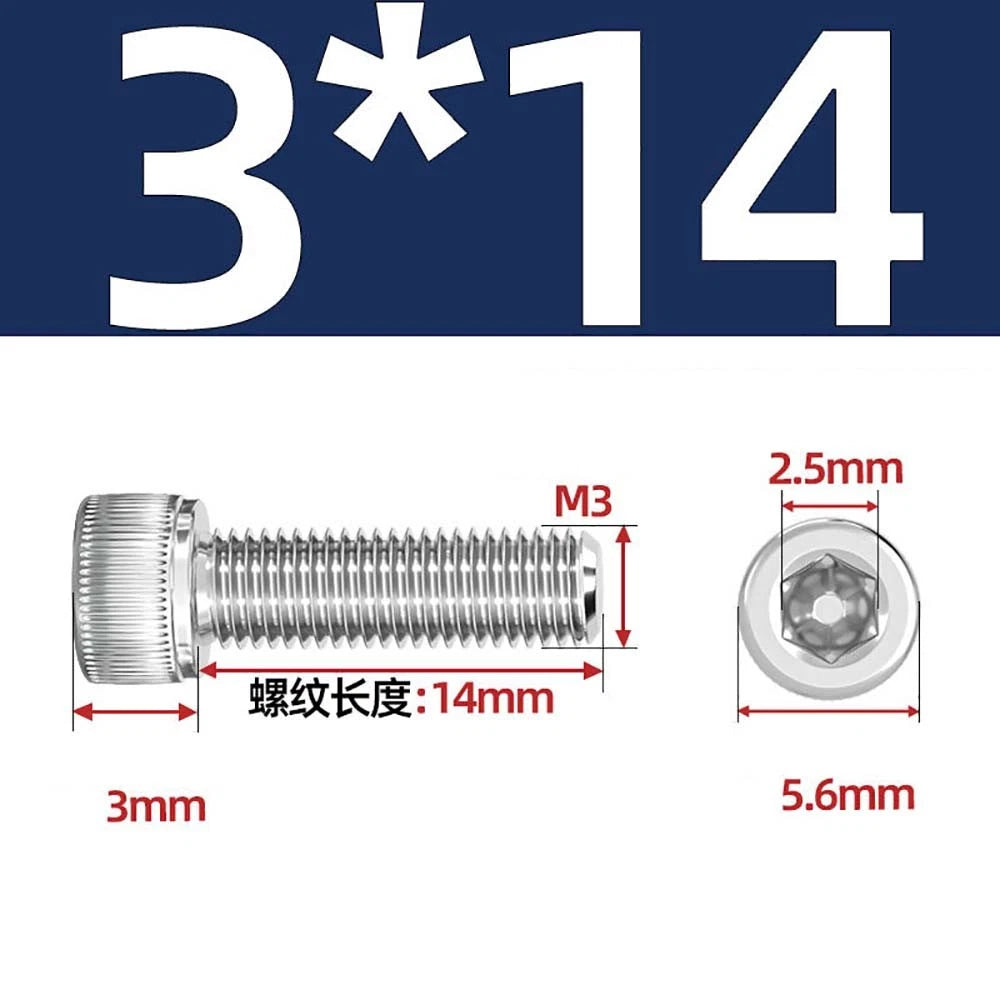 M3 M4 M5 Socket Head Cap Screws – A2 Stainless Steel, High Strength & Corrosion Resistant