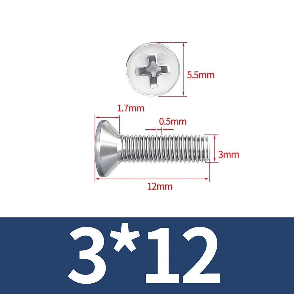 M3–M10 Phillips Countersunk Machine Screws – A2 Stainless Steel, Flat Head, Fully Threaded (3–100mm Overall Length) - HomeDIYer