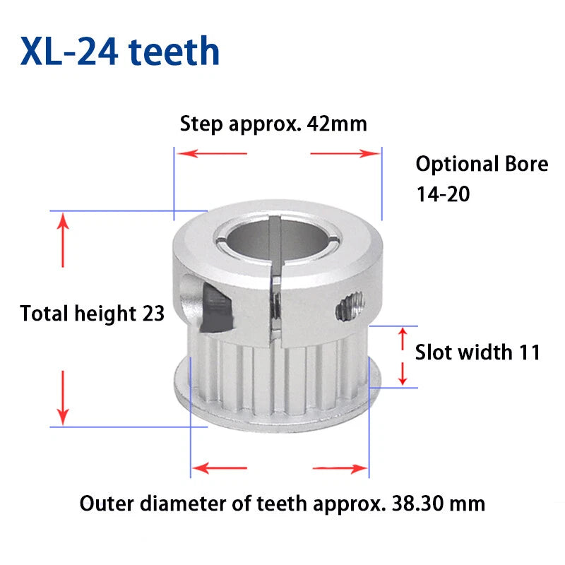 Timing Belt Pulley Bore 5 - 20mm Clamping Type 15 - 25 Teeth XL Timing Belt BF/K