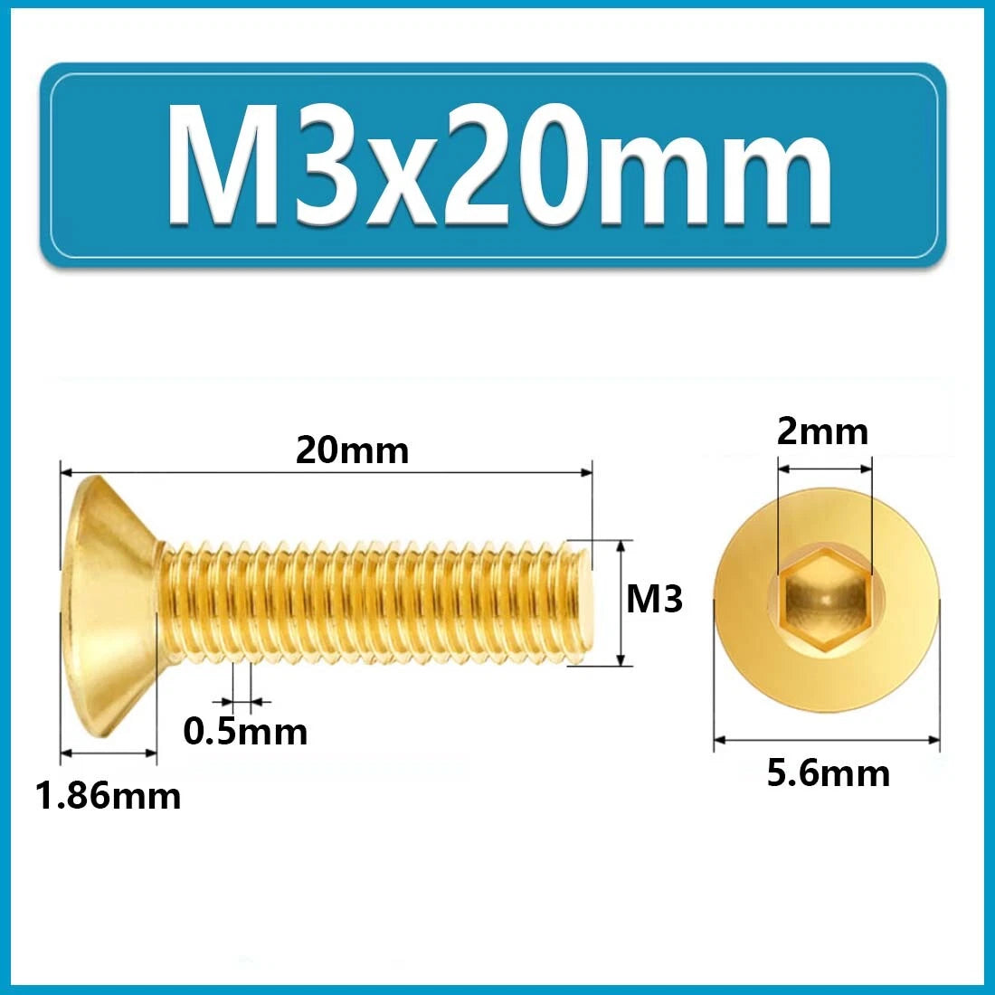 Solid Brass Hex Socket Countersunk Machine Screws – M3 to M12, Allen Drive, Flat Head (8–50mm)