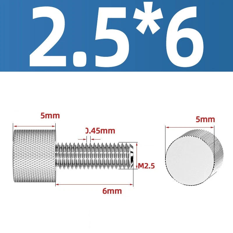 Knurled Thumb Screws A2 Stainless Steel — Flat Head Thumbscrew Bolts M2 M2.5 M3 M4 M5 M6 M8