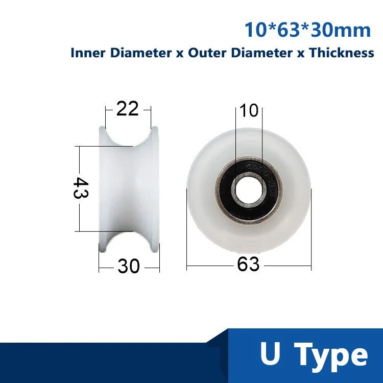 U/V/H Groove Nylon Pulley Wheel Roller OD 40mm-68mm High Quality Wheel Roller
