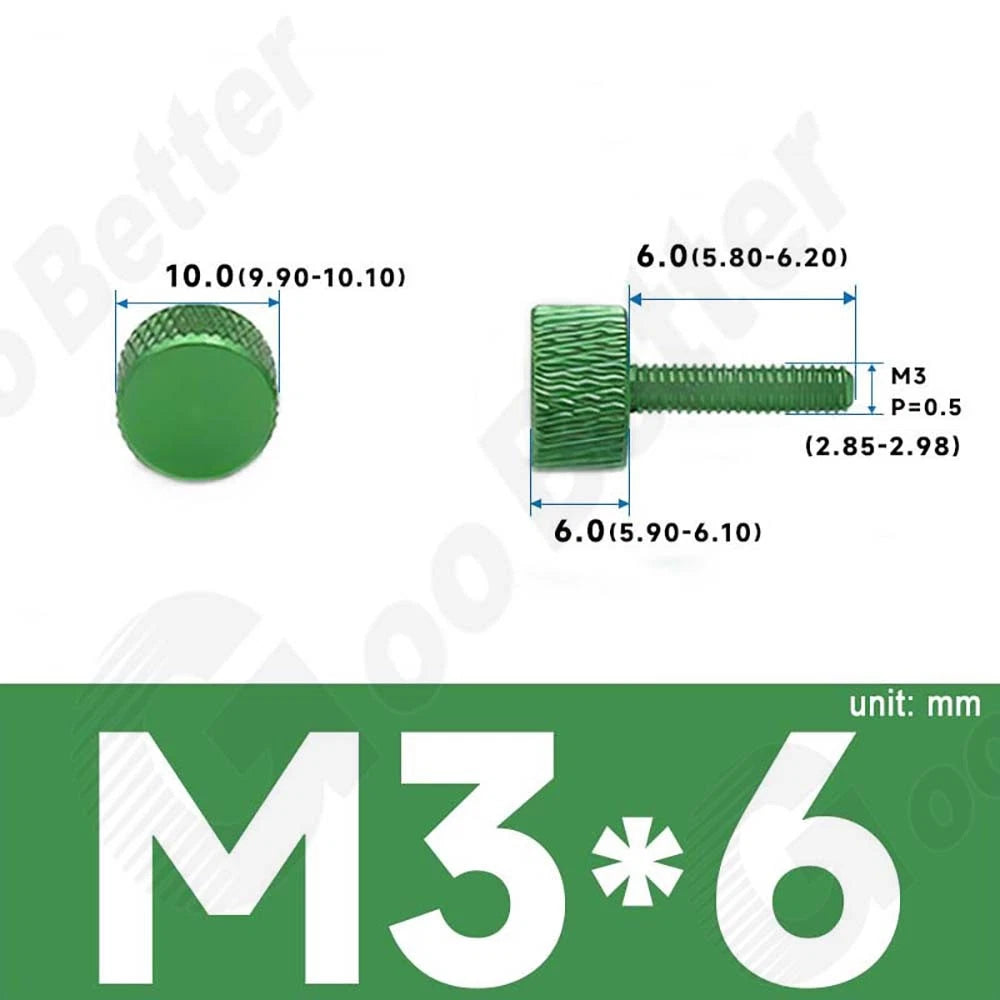 M3 M4 Knurled Thumb Screws – Aluminum Alloy Flat Head Hand Knob Bolts