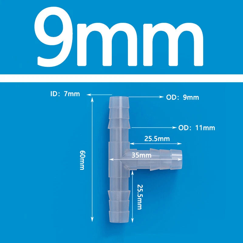 T-Type Three Way Plastic Barbed Hose Connector — Equal Tube Joiner Fitting