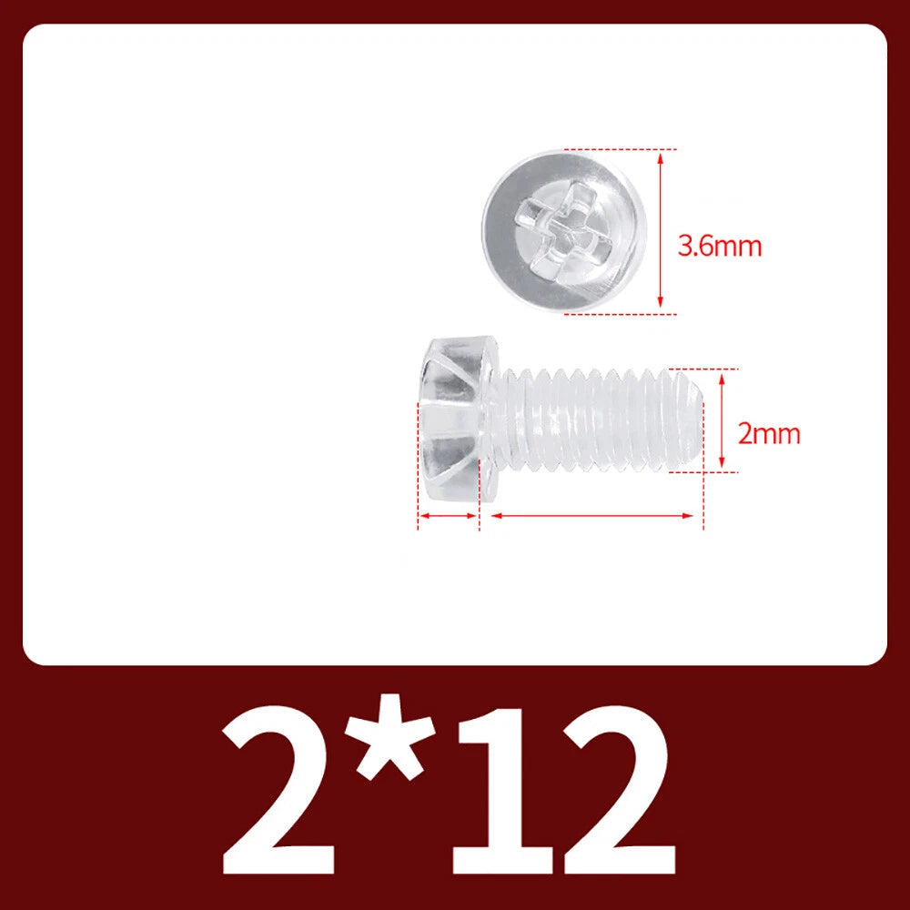 M2-M10 Clear Plastic Phillips Round/Pan Head Machine Screws Cross Screws Hex Nut