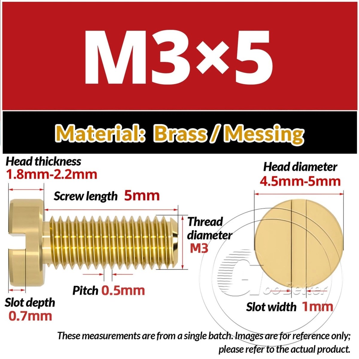 Brass Slotted Pan Head Machine Screws — M2 to M10, Multiple Lengths - HomeDIYer