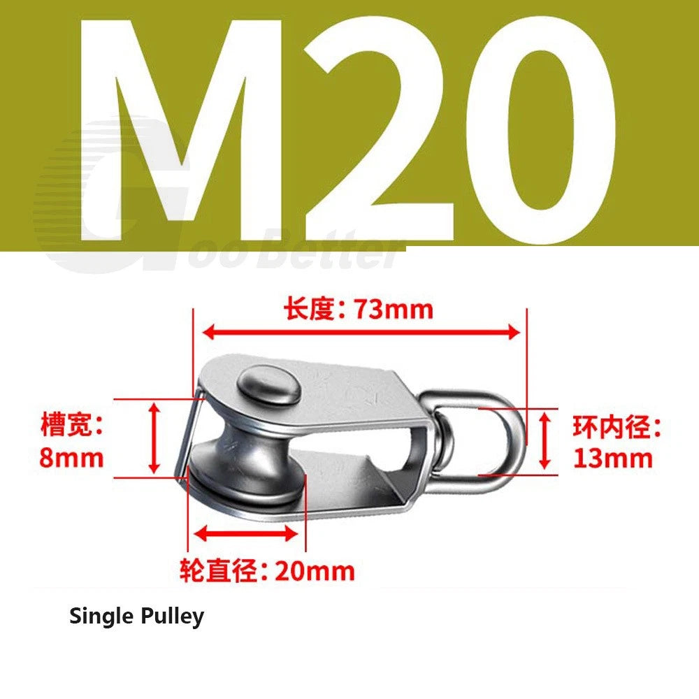 Lifting Rope Pulley Swivel Hanging Wire Towing Wheel Heavy Duty Stainless Steel