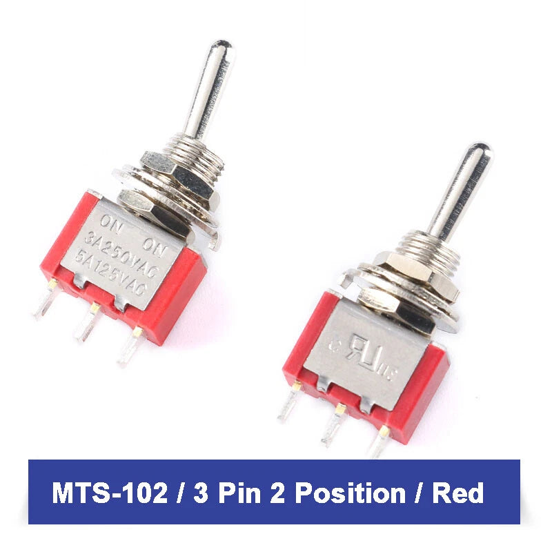 MTS Series Toggle Switch SPDT — 3/6/9/12 Pin, 2/3 Position, ON-ON & Momentary, AC 2A 250V 5A 120V