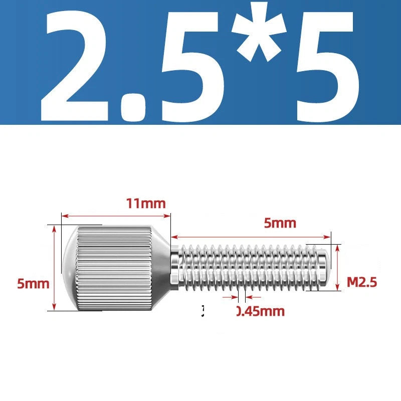 Knurled Thumb Screws – 304 Stainless Steel Small Head Thumbscrew Bolts M2–M8