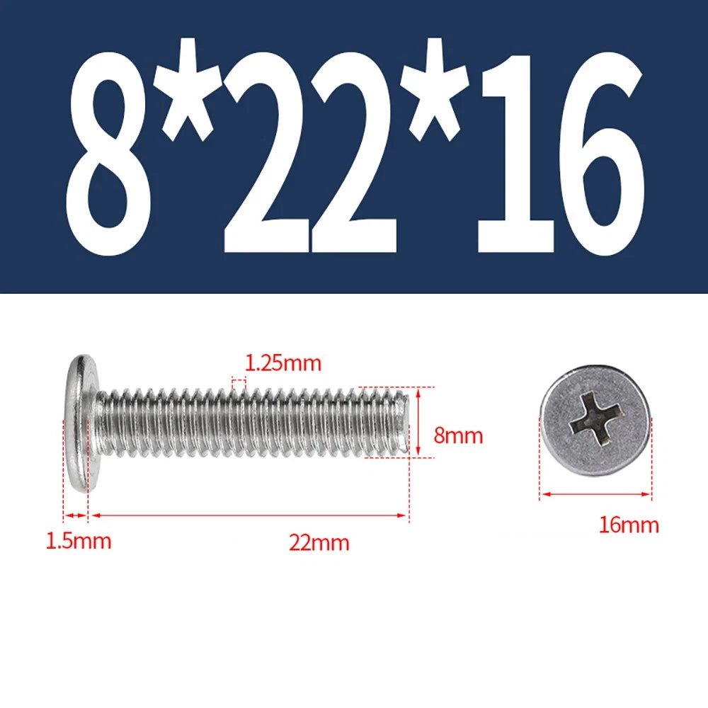 M8 White Phillips Countersunk Screws A2 Stainless Steel | 16mm Head - HomeDIYer