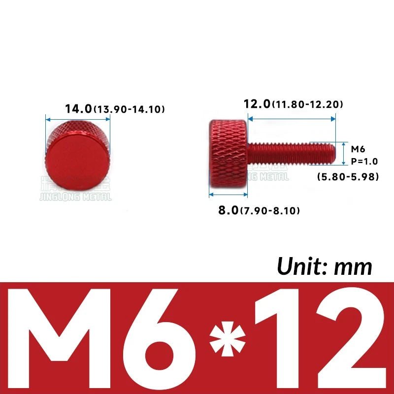 M6 Knurled Thumb Screws Aluminum Alloy DIY Hand Tighten Grip Knob Adjustmen Bolt