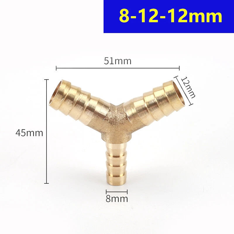 Brass Hose Tail Y-Piece Reducer Connector — Air Water Gas Fuel Pipe Fitting