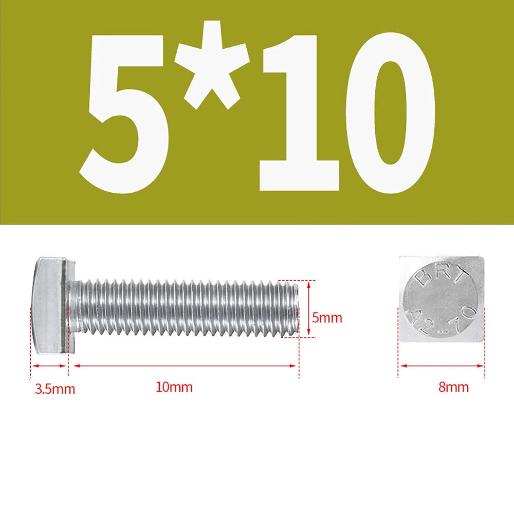 M4 M5 Small Head Square Bolt — 304 Stainless Steel, Multiple Lengths